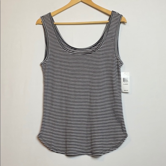 Three Dots Tops - Three Dots | Black & White Striped Tank Top